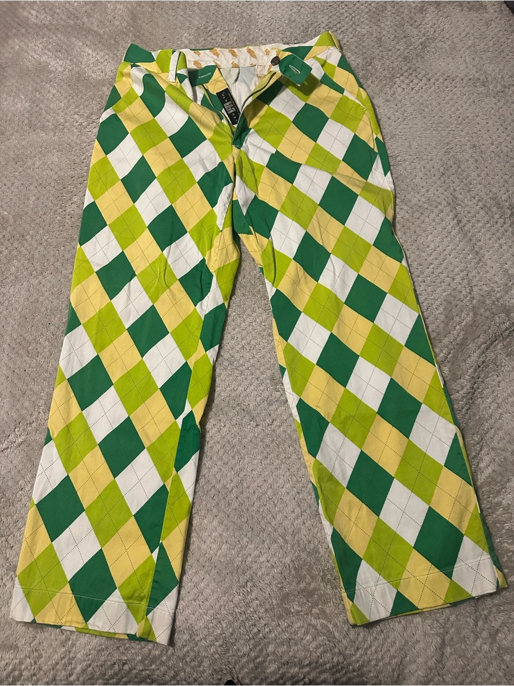 Loudmouth Green, Yellow & White Argyle Golf Pants